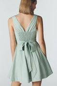 Load image into Gallery viewer, Maeve Sleeveless V Neck Seersucker Mini Dress
