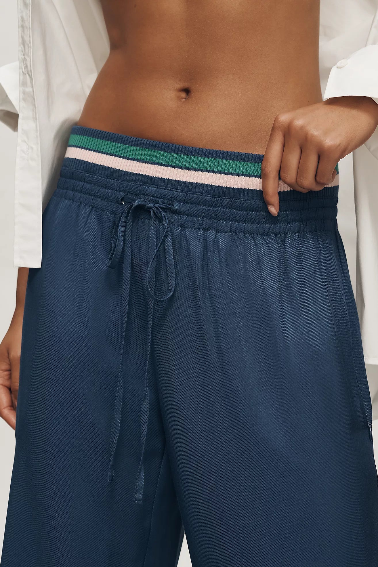 Maeve Ribbed Waist Wide-Leg Track Pants