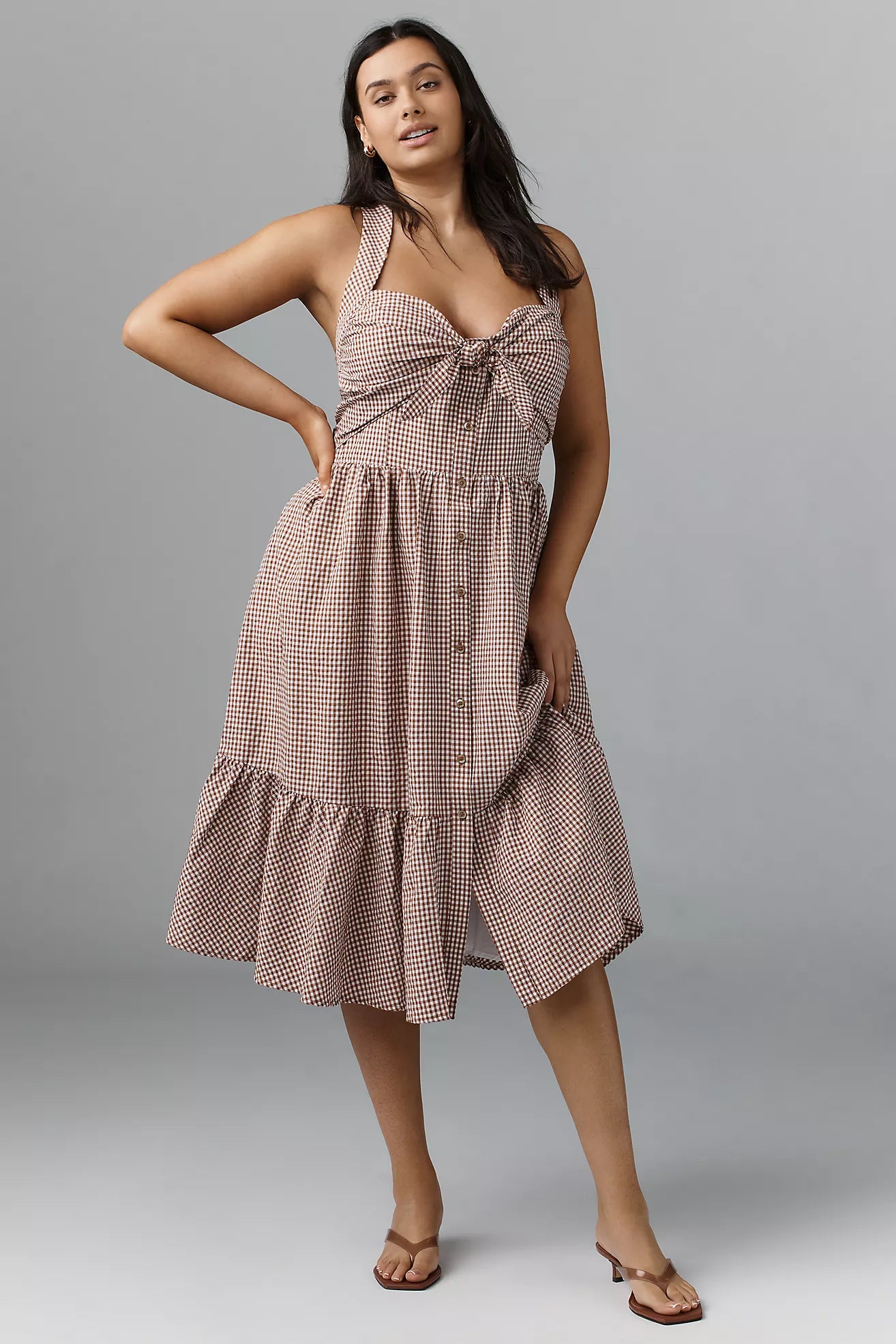 Maeve Halter Bow-Front Midi Dress