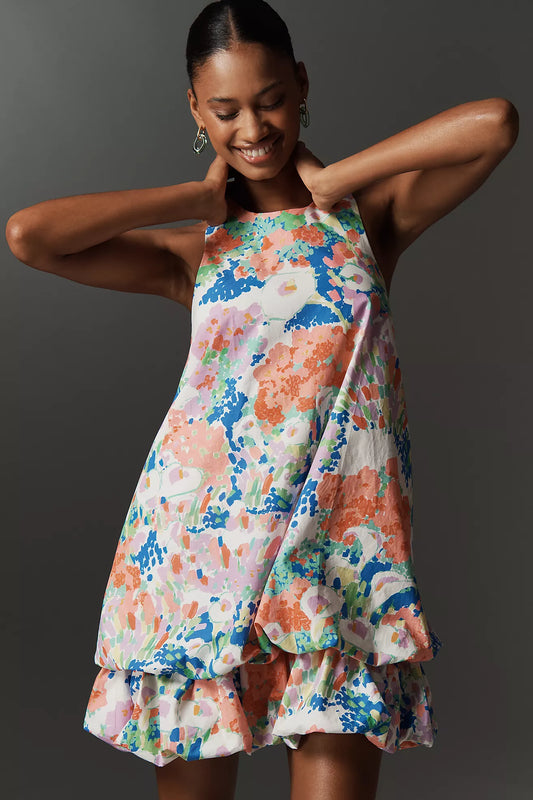 Maeve Sleeveless Double Bubble-Hem Mini Dress