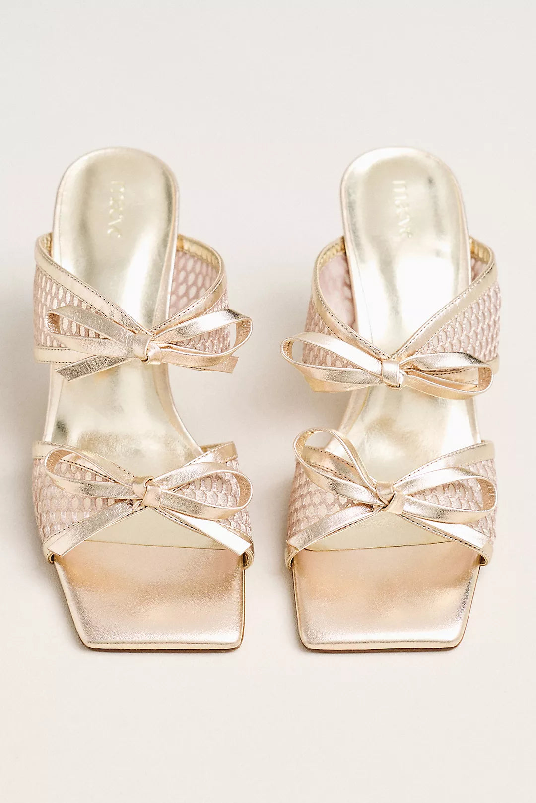 Maeve Mesh Double-Bow Open-Toe Heels