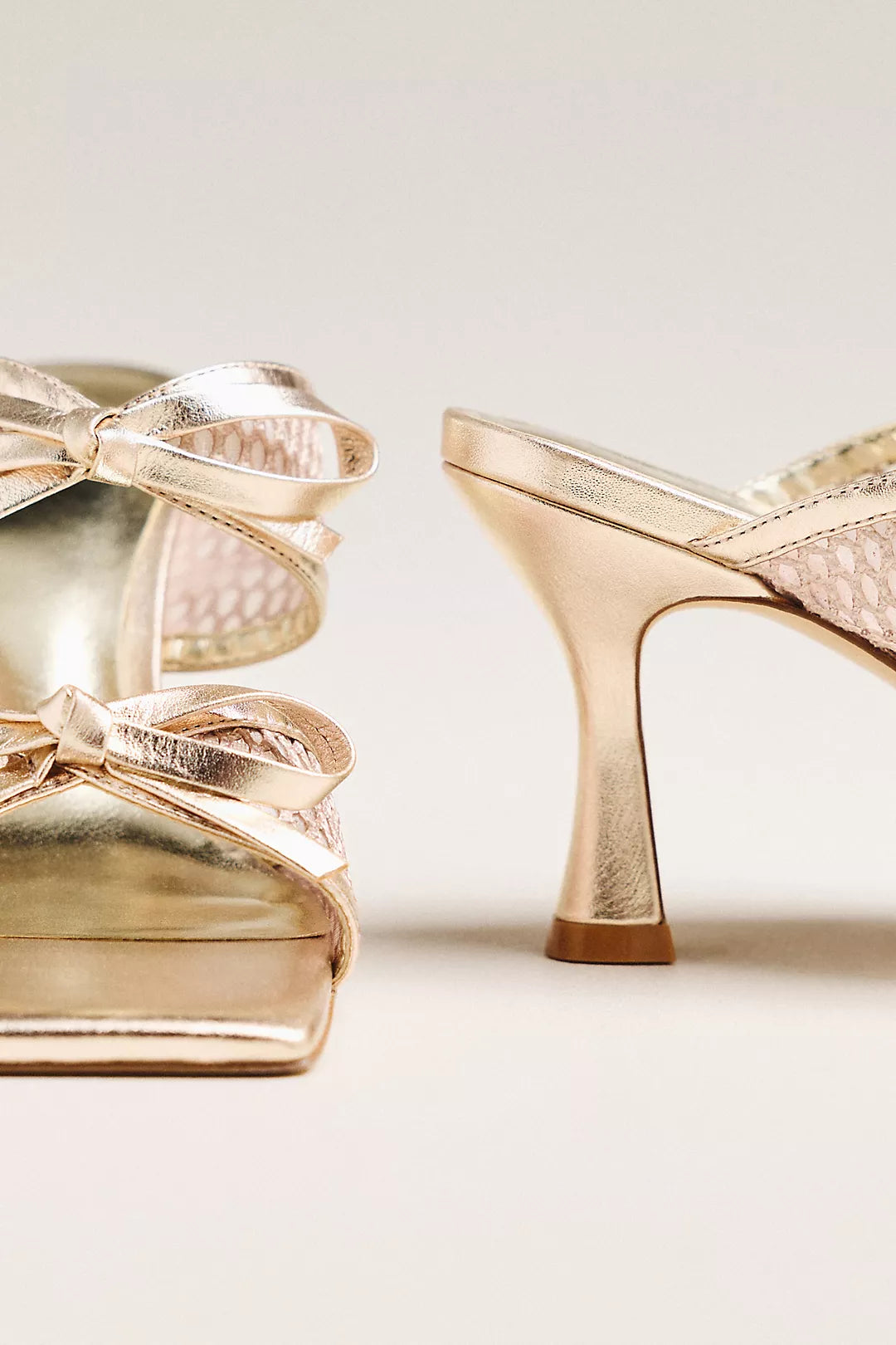 Maeve Mesh Double-Bow Open-Toe Heels