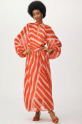 Load image into Gallery viewer, Maeve Mock-Neck Bishop-Sleeve Maxi Dress
