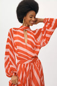 Load image into Gallery viewer, Maeve Mock-Neck Bishop-Sleeve Maxi Dress
