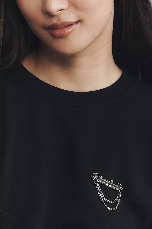Maeve Brooch Embellished Sweatshirt