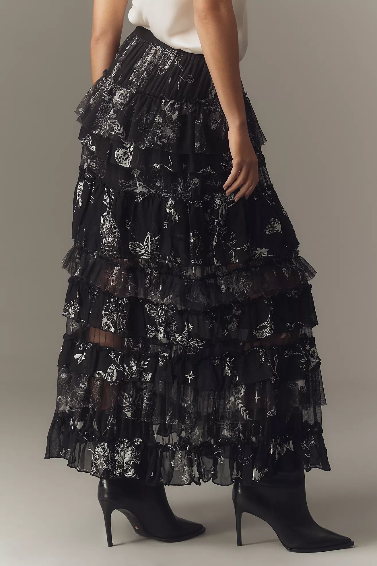 By Anthropologie Ruffled Tulle Petticoat Maxi Skirt