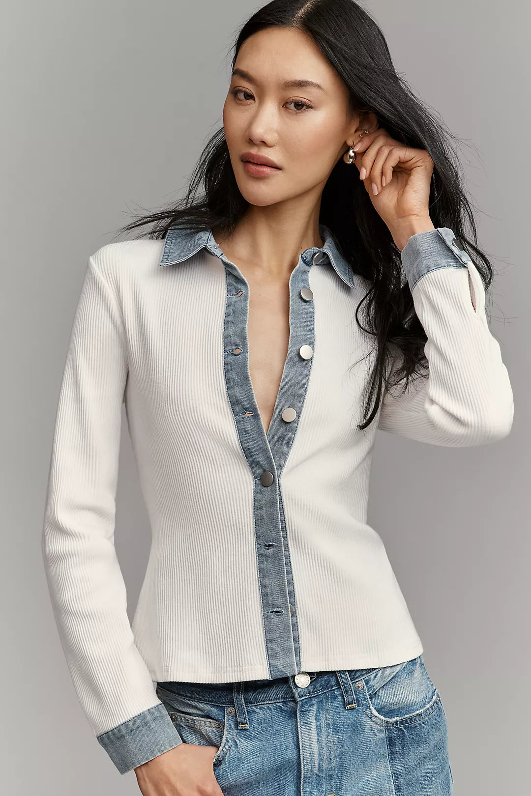 Dolan Left Coast Denim Mixed Cardigan