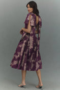 Load image into Gallery viewer, BHLDN Violet Jacquard Shoulder-Tie Fit & Flare Midi Dress
