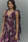 Load image into Gallery viewer, BHLDN Violet Jacquard Shoulder-Tie Fit & Flare Midi Dress
