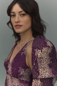 Load image into Gallery viewer, BHLDN Violet Jacquard Shoulder-Tie Fit & Flare Midi Dress
