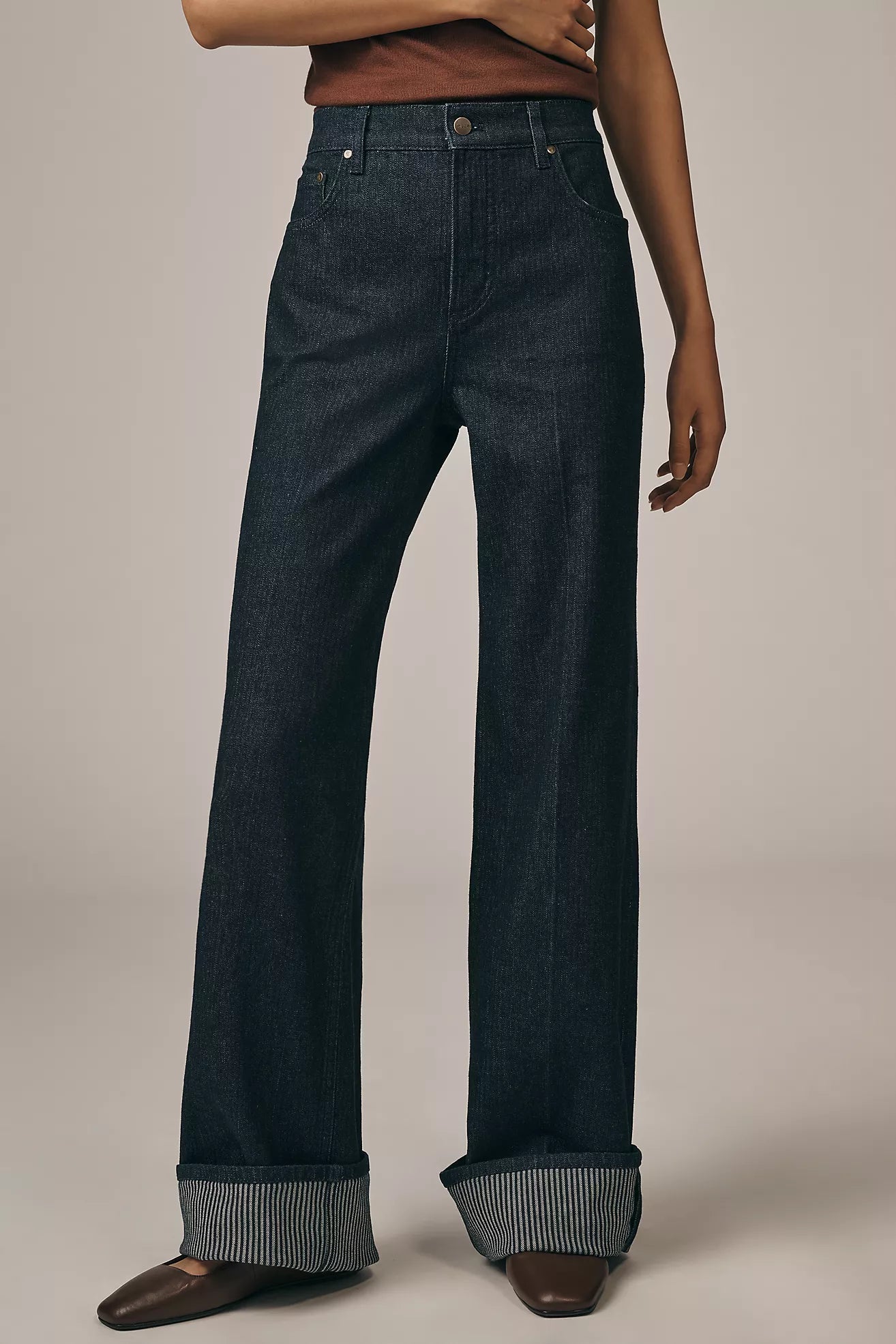 Pilcro High-Rise Wide-Leg Cuff Jeans