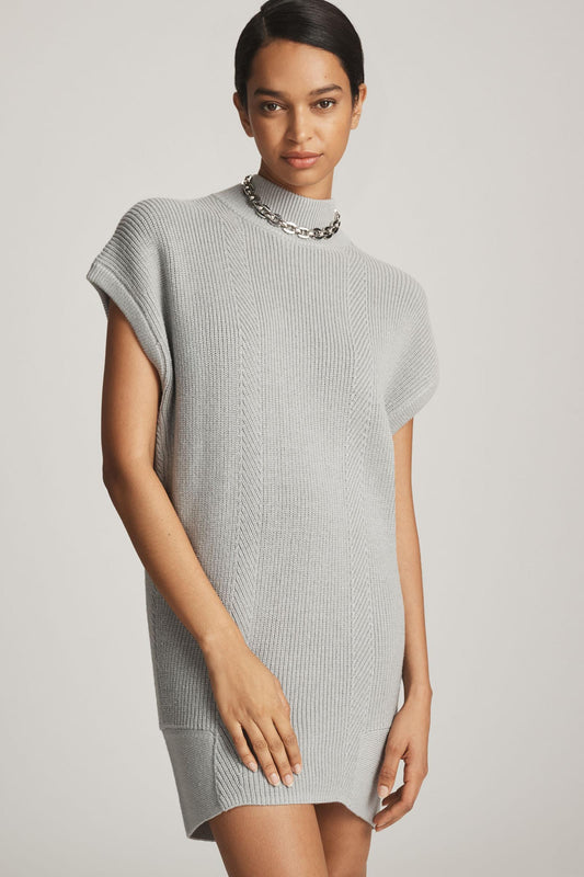 By Anthropologie Short-Sleeve Mock-Neck Sweater Mini Dress
