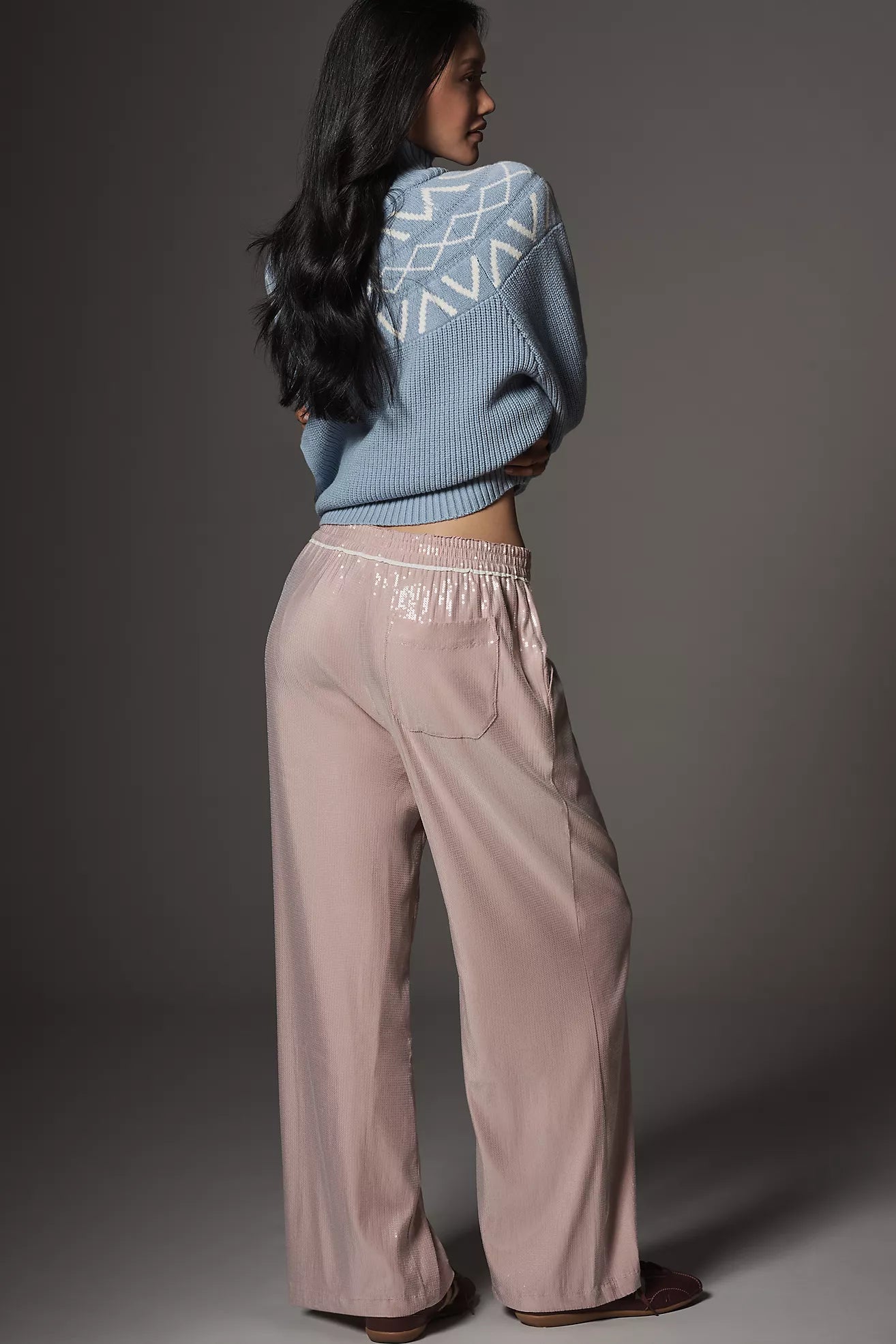 The Brooklin Sequin Pull-On Track Pants by Maeve