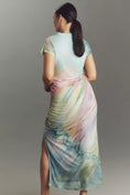 Load image into Gallery viewer, The Maya Ruched Cowl-Neck Mesh Dress
