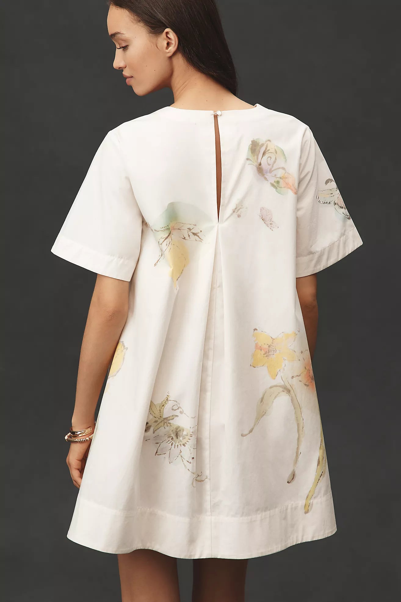 The Emmy Short-Sleeve Swing Mini Dress by Maeve: Swan Gossip Edition