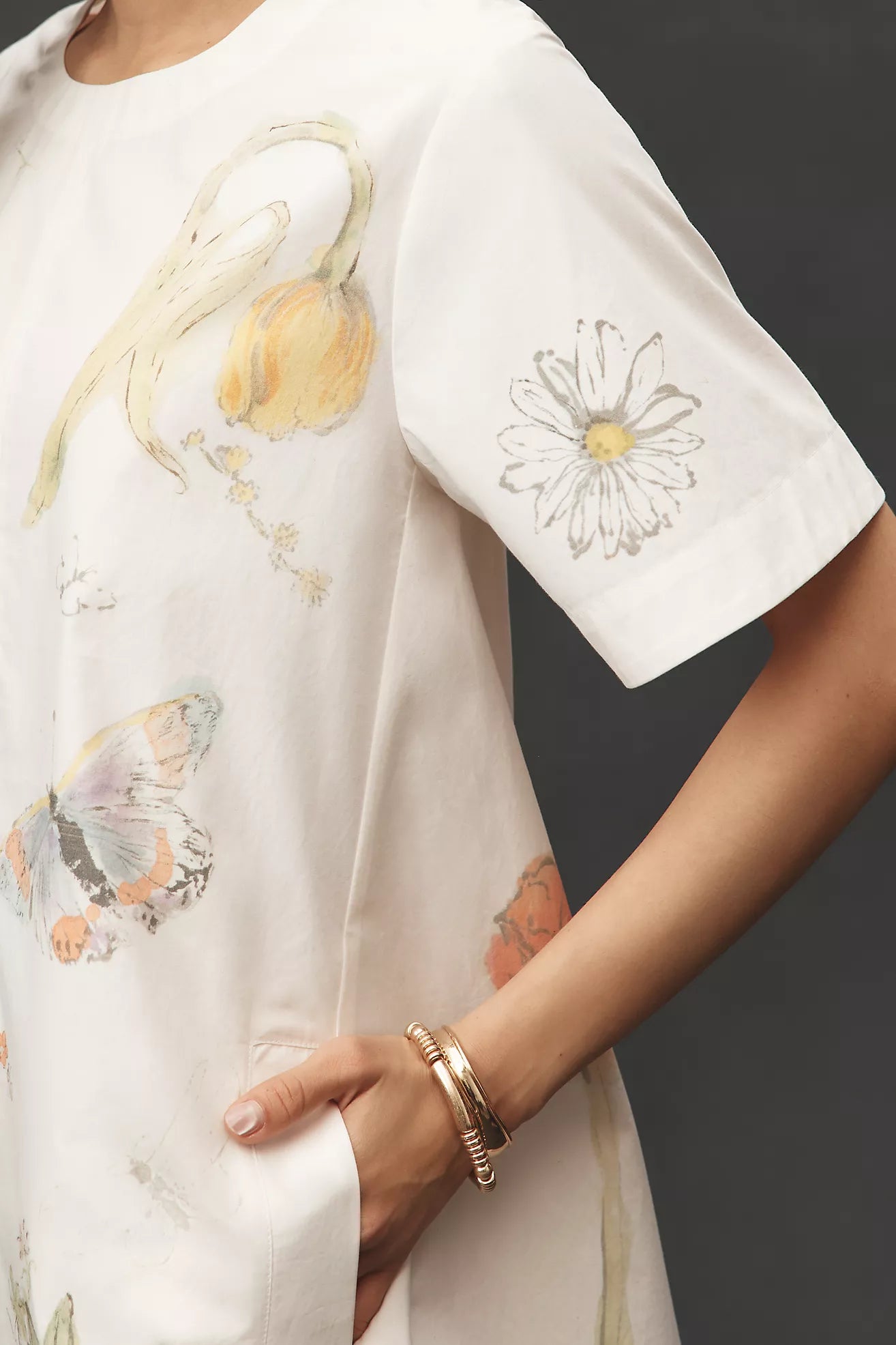 The Emmy Short-Sleeve Swing Mini Dress by Maeve: Swan Gossip Edition