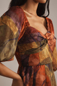 Load image into Gallery viewer, Hutch Printed Twist-Front Puff-Sleeve Ruffle-Hem Dress
