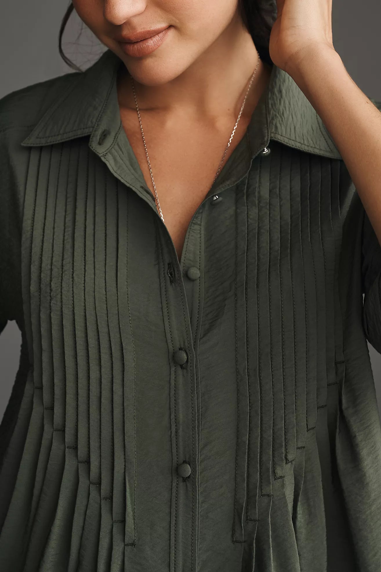 Pilcro Short-Sleeve Pintuck Tunic Shirt Dress