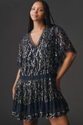 Load image into Gallery viewer, Maeve V-Neck Lurex Tiered Mini Dress
