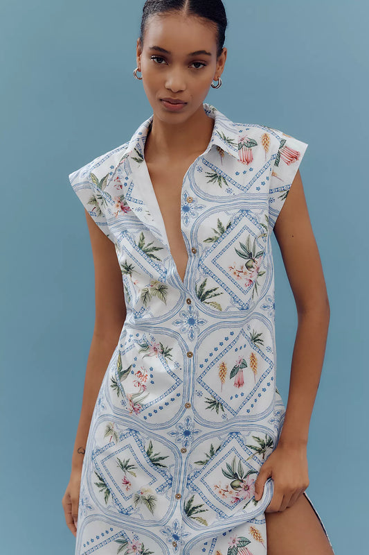 The Lillian Button-Front Midi Dress