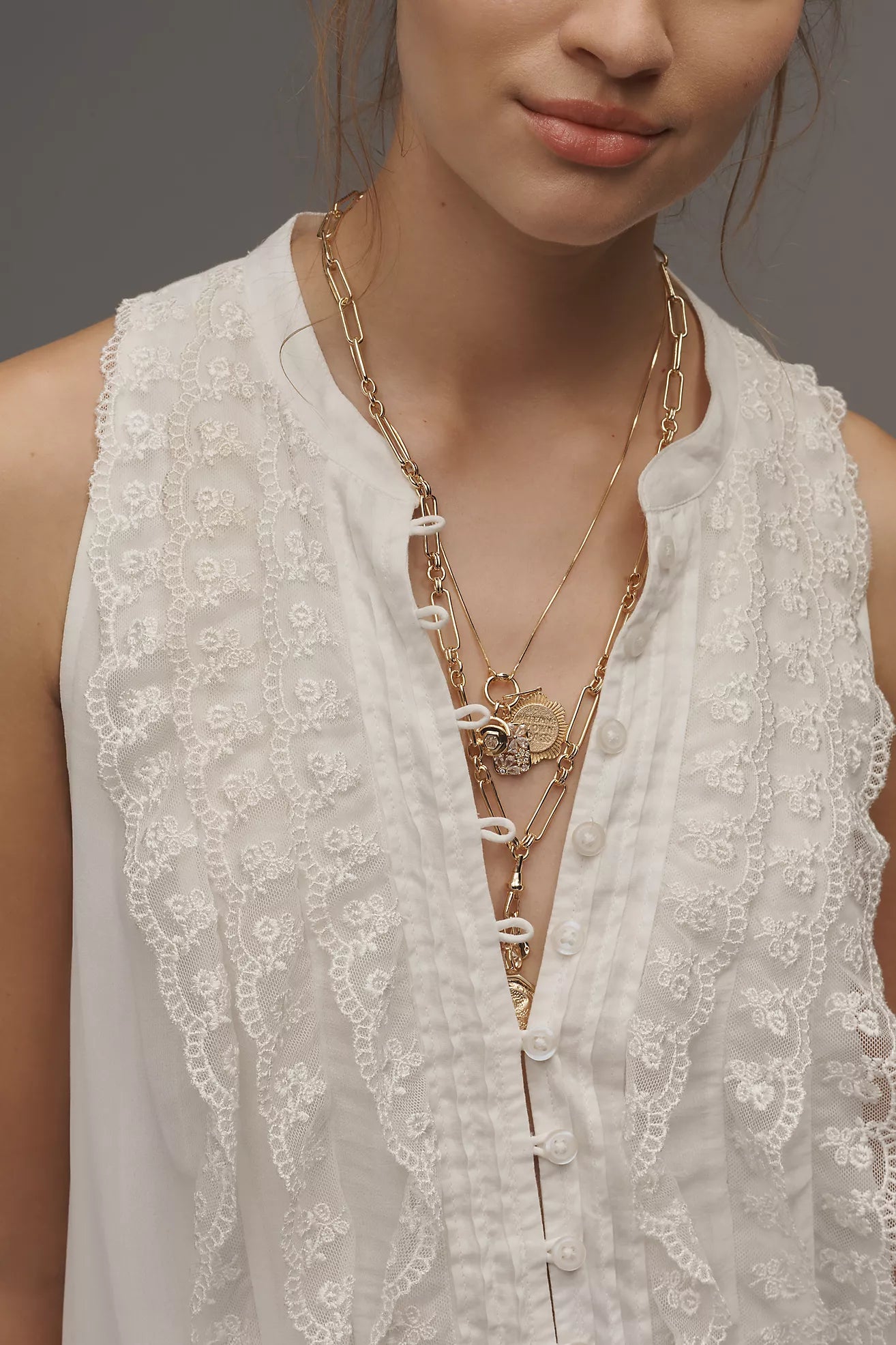 By Anthropologie Sleeveless V-Neck Lace Mini Dress