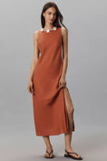 Load image into Gallery viewer, By Anthropologie Linen Sleeveless Crochet-Trim Midi Dress
