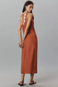 Load image into Gallery viewer, By Anthropologie Linen Sleeveless Crochet-Trim Midi Dress
