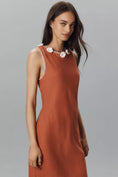 Load image into Gallery viewer, By Anthropologie Linen Sleeveless Crochet-Trim Midi Dress
