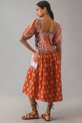 Load image into Gallery viewer, Maeve Short-Sleeve Square-Neck Tape-Detail Midi Dress
