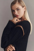 Load image into Gallery viewer, By Anthropologie Faux Leather Trim Cardigan Sweater
