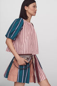 Load image into Gallery viewer, Maeve Taffeta Striped A-Line Mini Skirt
