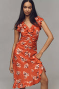 Load image into Gallery viewer, By Anthropologie V-Neck Ruched Midi Dress
