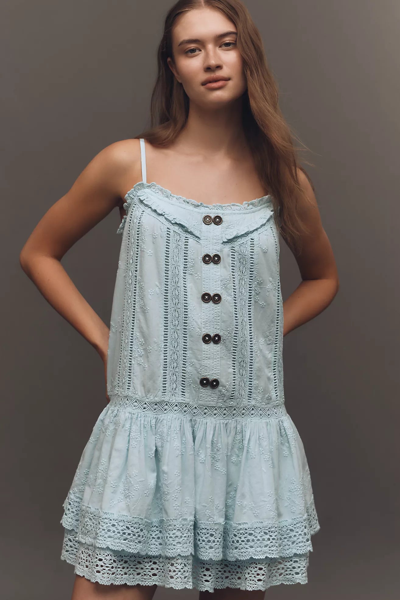 Pilcro Sleeveless Square-Neck Swing Mini Dress