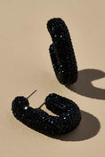 Load image into Gallery viewer, Oblong Pavé Hoop Earrings-Black
