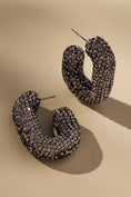 Load image into Gallery viewer, Oblong Pavé Hoop Earrings-Grey
