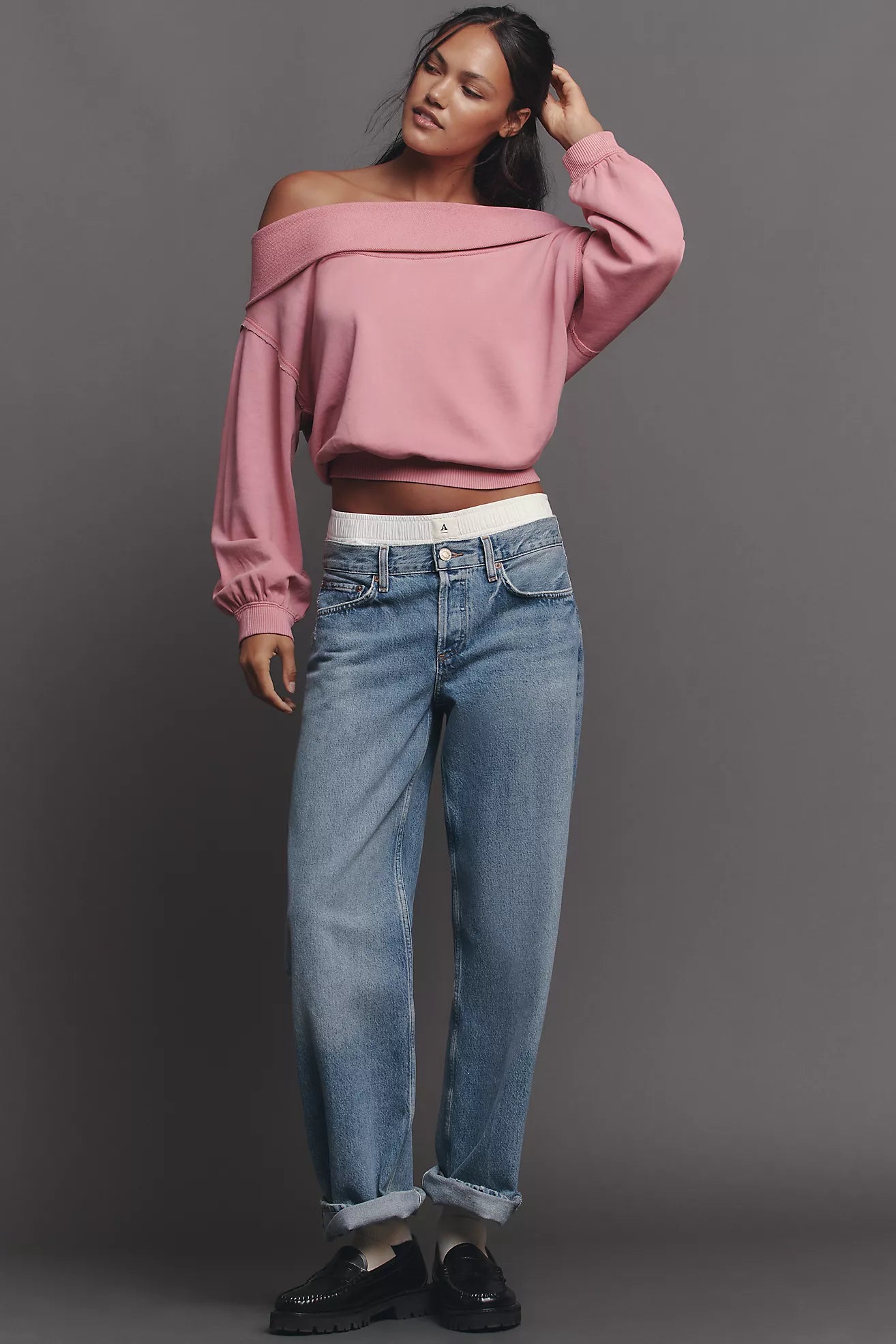Pilcro Long-Sleeve Slouchy Off-The-Shoulder Top