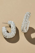 Load image into Gallery viewer, Oblong Pavé Hoop Earrings-Silver
