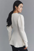 Load image into Gallery viewer, Maeve Puff-Sleeve Heart-Button Cardigan Sweater
