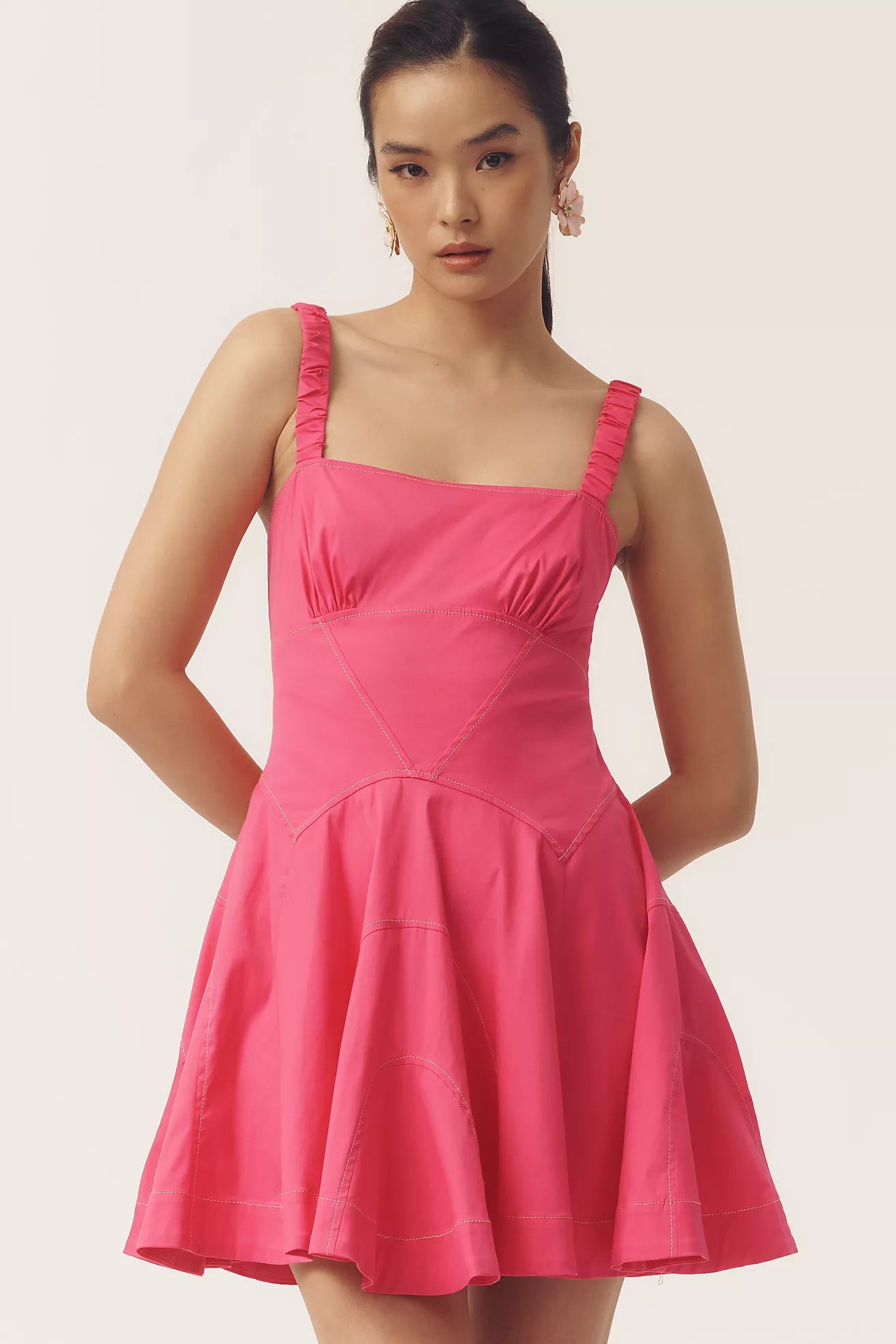 By Anthropologie Plunge Drop-Waist A-Line Mini Dress