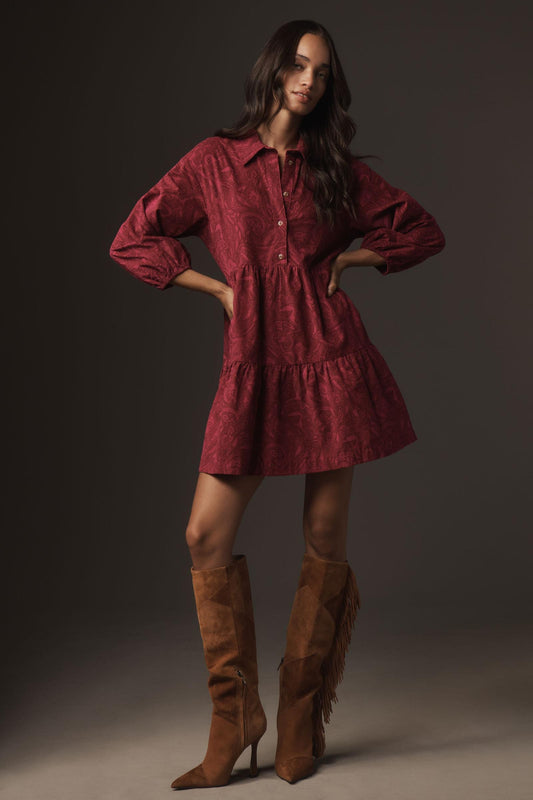 The Bettina Tiered Shirt Dress by Maeve: Mini Corduroy Edition