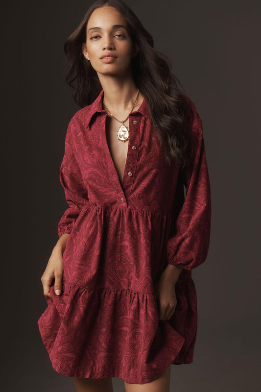 The Bettina Tiered Shirt Dress by Maeve: Mini Corduroy Edition