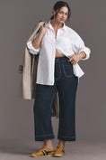 Load image into Gallery viewer, The Colette Contrast-Stitch Linen Crop Wide-Leg Pants by Maeve
