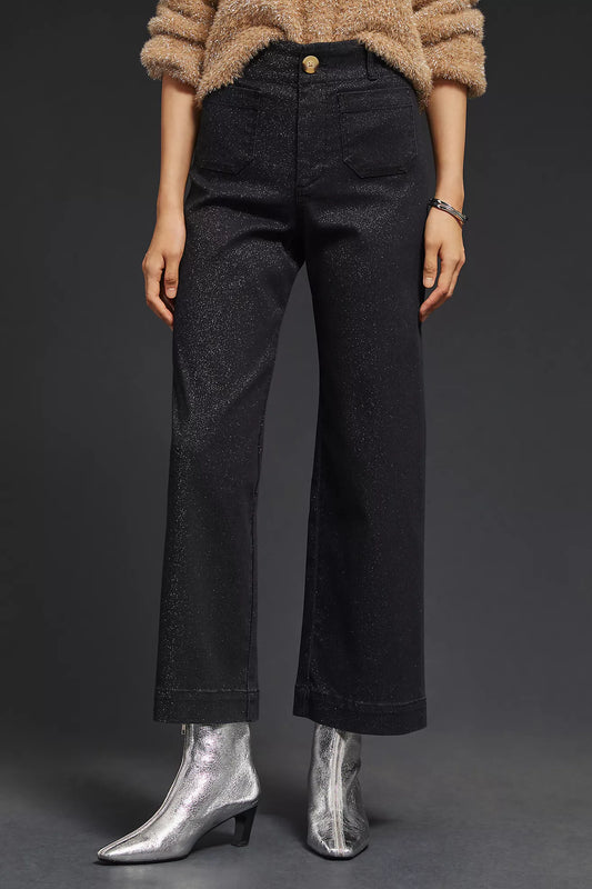 The Colette Cropped Wide-Leg Jeans by Maeve: Sparkle Denim Edition
