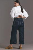 Load image into Gallery viewer, The Colette Contrast-Stitch Linen Crop Wide-Leg Pants by Maeve
