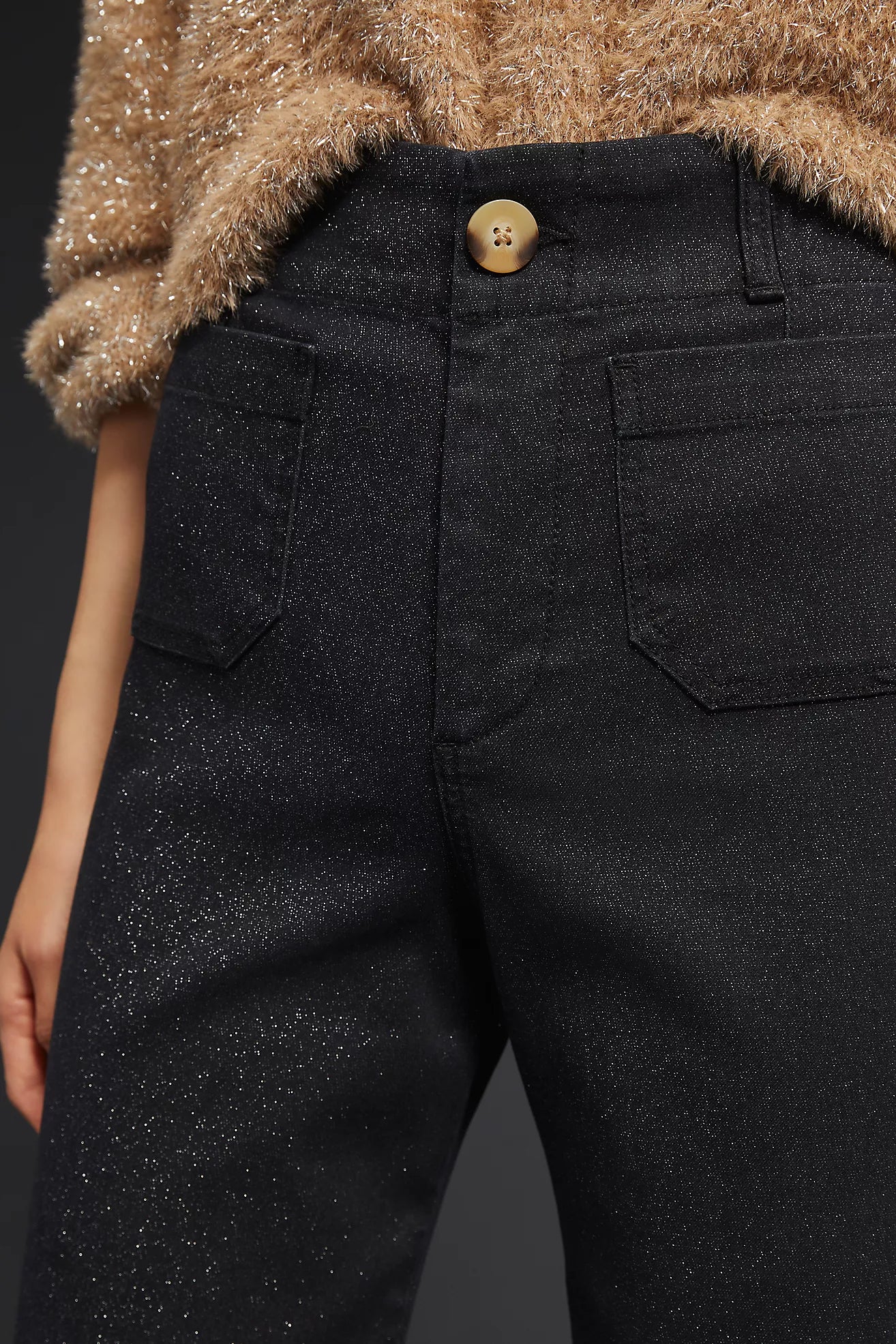 The Colette Cropped Wide-Leg Jeans by Maeve: Sparkle Denim Edition