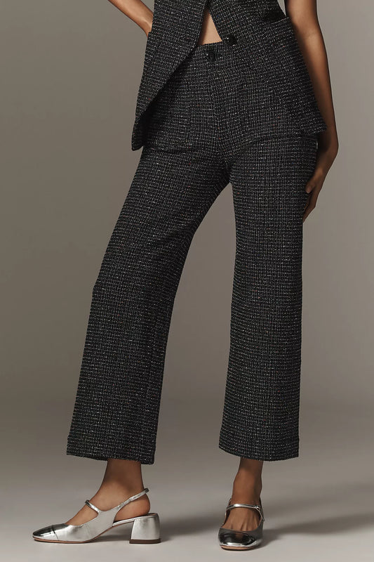 The Colette Cropped Wide-Leg Pants by Maeve: Merrick White Tweed Edition