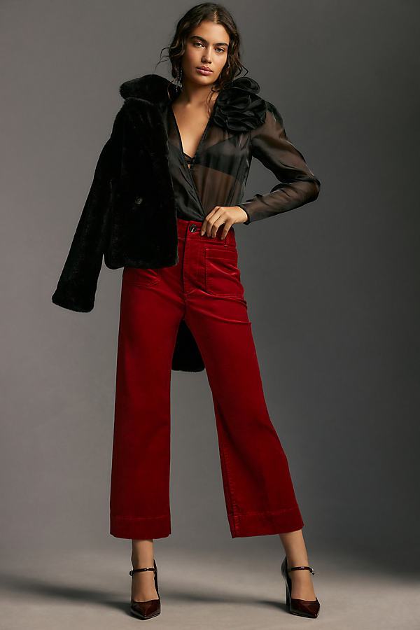 The Colette Cropped Wide-Leg Pants by Maeve: Velvet Edition