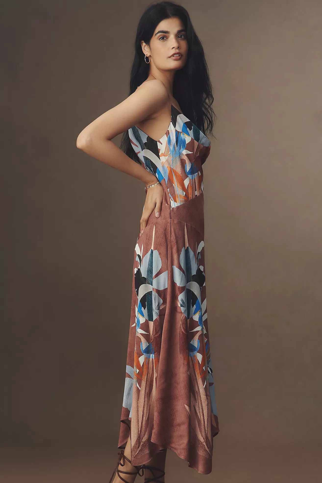 By Anthropologie Cowl-Neck Midi Slip Dress