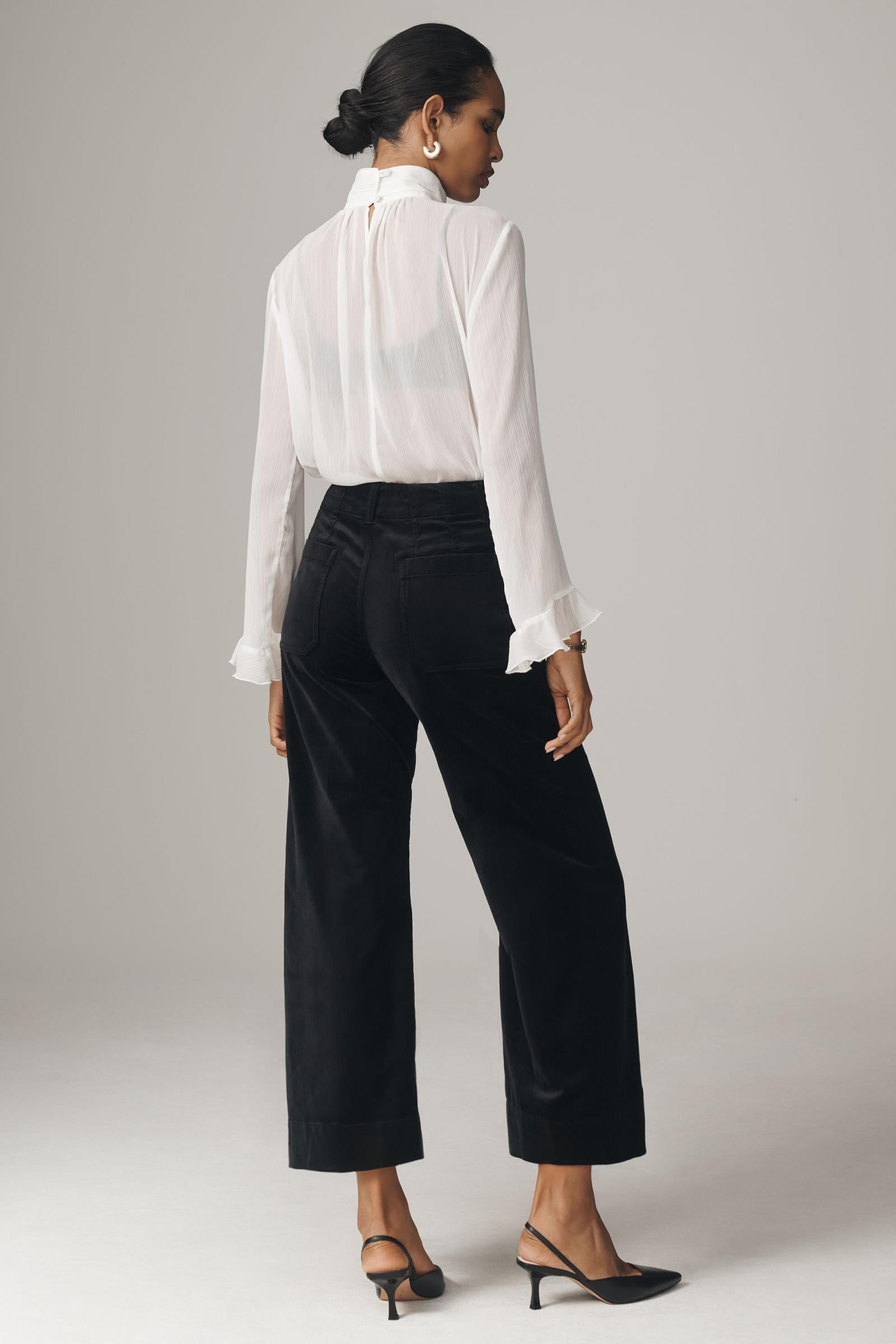 The Colette Cropped Wide-Leg Pants by Maeve: Velvet Edition