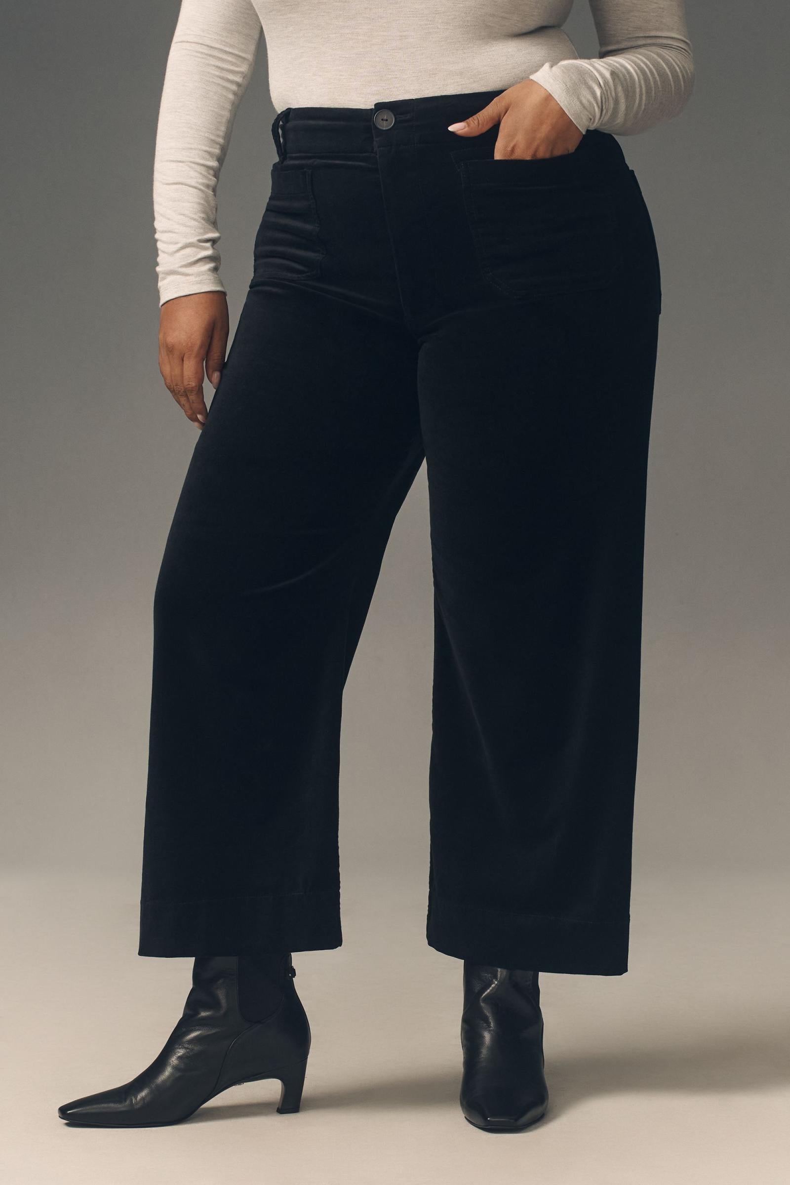 The Colette Cropped Wide-Leg Pants by Maeve: Velvet Edition